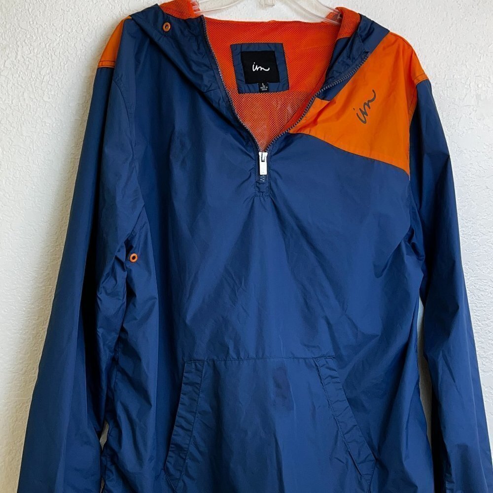 Imperial Motion Hooded 1/4‎ Zip Pullover Jacket Men's Blue Size L Windbreaker